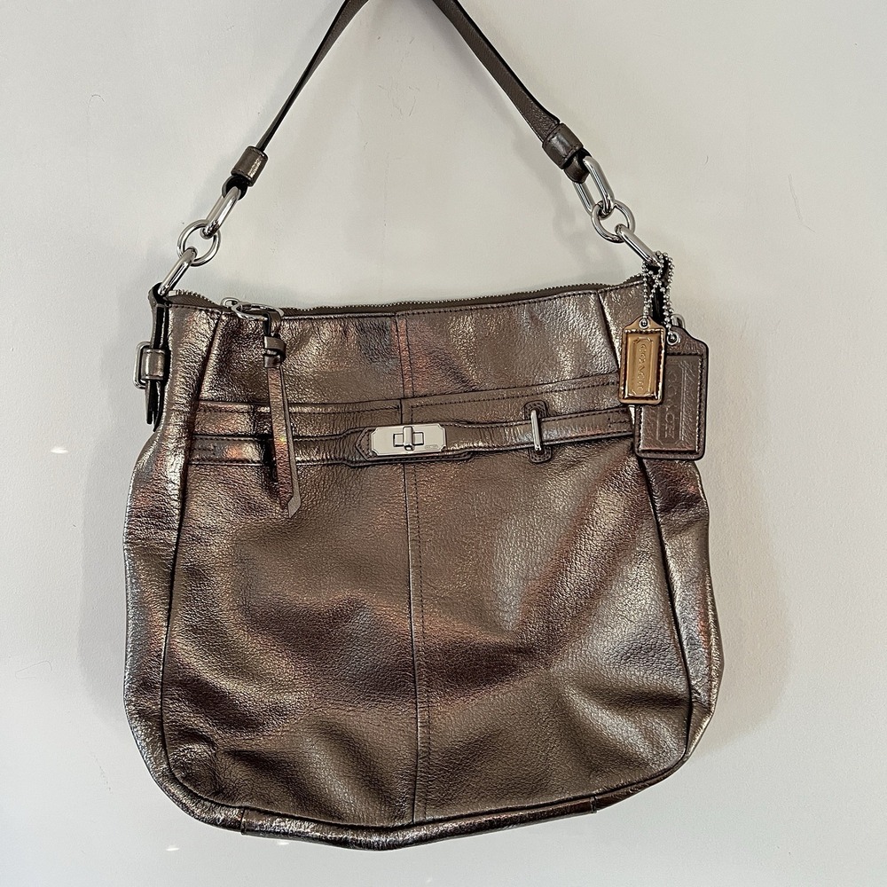 Coach F1173-18211 Metallic Bronze Leather Shoulder Bag Hobo Purse‎ New No Tags
